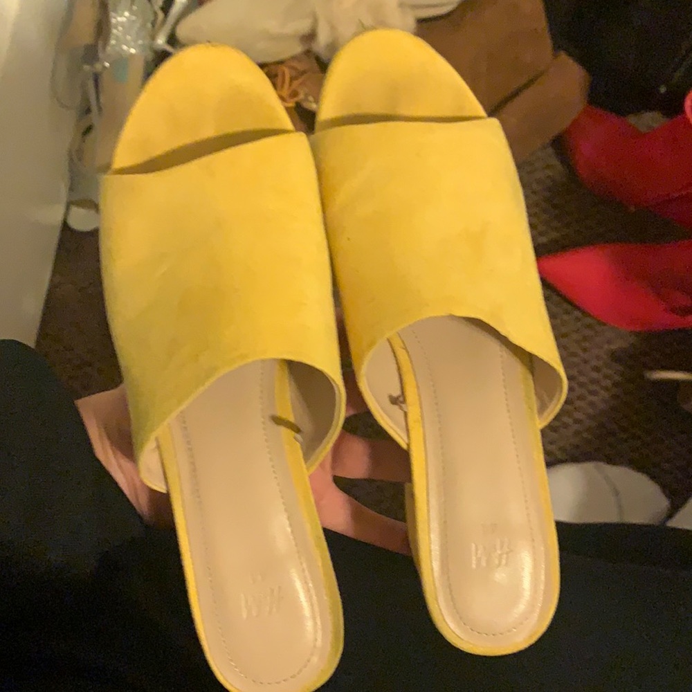 Yellow block heels